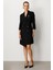 Kruvaze Yaka Düğmeli Ceket Elbise-Siyah-Siyah 3