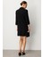 Kruvaze Yaka Düğmeli Ceket Elbise-Siyah-Siyah 8