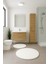2'li Beyaz Yuvarlak Yumuşak Kaymaz Taban Peluş Yıkanabilir Banyo Oturma Odası HALI(60X60 ve 80X80) 1