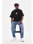 Unisex Baskılı Oversize T-Shirt - Siyah 3