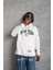 Erkek Baskılı Kapüşonlu Sweatshirt - Beyaz 1
