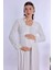 Ekru Sabahlıklı Hamile Lohusa Gecelik Takım 6