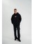 Double Oversize Kapşonlu Dijital Patchli Sweatshirt - Siyah 3