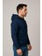 Erkek Fermuarlı Lacivert Kapüşonlu SWEATSHIRT-W1084 2