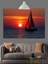 Kırmızı Yelkenli Günbatımı Dekoratif Kanvas - Mdf Ahşap Tablo 4