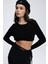 Liana Siyah Yumuşak Doku Triko Crop 6