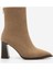 Kadın Topuklu Bot Sivri Burun Arkadan Fermuarlı Kalın Ökçe Kikas Taba Süet 3