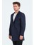 Erkek Dar Kalıp Slim Fit Lacivert Kaşe Kaban, Mont 4