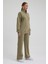 Kadın Eşofman Takımı Yarım Fermuarlı Alleyes Baskı Içi Pamuklu Haki Eşofman Takımı Alt Üst Takım 1