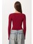 Büzgülü Crop Örme Bluz LUB0267 Bordo 4