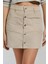 Kadın Düğmeli Yüksek Bel Mini Etek Natural 1