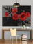 Kırmızı Siyah Gelincik Çiçekleri Dekoratif Kanvas - Mdf Ahşap Tablo 3
