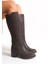 Acı Kahve Deri Görünümlü Arkası Streç Esnek Kalın Orta Yüksek Topuklu Fermuarlı Uzun Çizme 3
