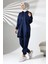 Kadın Mevsimlik Penye Alt Üst Spor ve Rahat Lacivert Tesettür Takım 2