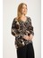 Zebra Desenli Simli Ribanalı V Bluz 3