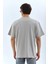 Unisex Oversize Taşlı Bisiklet Yaka T-Shirt - Gri 2