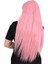 Uzun Kahküllü Fiber Sentetik Peruk - Şeker Pembesi 3
