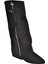 V380526402 Siyah Süet Düz Taban Fermuar Detaylı Kadın Çizme 7