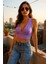 Kadın Lila Çapraz Sırt Detaylı Şık Crop Top Büstiyer 1
