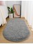 Gri Oval Post Halı Peluş Yumuşak Kaymaz Dot Taban Antibakteriyel Makinada Yıkanabilir Yolluk 2