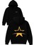 Altın Yıldız Tasarım Baskılı Oversize Siyah Kapüşonlu Sweatshirt 1