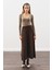 Triko Kloş Etek Kahverengi 3
