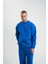 Uzun Kol Bisiklet Yaka Basic Sweatshirt - Mavi 1