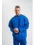 Uzun Kol Bisiklet Yaka Basic Sweatshirt - Mavi 5