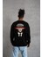 Unisex Bisiklet Yaka Baskılı Oversize Sweatshirt - Siyah 1