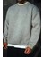 Kışlık Bisiklet Yaka Üç Iplik Basic Sweatshirt - Gri 1