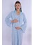 Mavi Sabahlıklı Hamile Lohusa Gecelik Takım 2