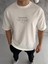 Unisex Bisiklet Yaka Baskılı Oversize T-Shirt - Beyaz 1