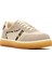 Kadın Bej Bağcıklı Kalın Tabanlı Desenli Deri Sneaker 25AFE145314 6