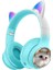 Kulaklık Peluş Kedi Tasarımlı Kulakları Işıklı Kablosuz Şık ve Canlı Renkli Kulak Üstü Kulaklık ve Ios Uyumlu Kedi Tasarımı ile Tarzını Yansıt Akz-09 Yeşil Renk (Yeşil) 1