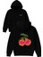Yanan Kiraz Tasarım Baskılı Oversize Siyah Kapüşonlu Sweatshirt 1