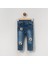 OV-7427 Kız Çocuk Çiçek Işlemeli Mavi Denim Pantalon 1