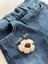 OV-7427 Kız Çocuk Çiçek Işlemeli Mavi Denim Pantalon 5