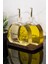 2li Lüx 500 ml Yağdanlık Ahşap Standlı Gold Kapak Cam Yağlık Zeytinyağı Ayçiçek Yağı Sosluk Sirkelik 1