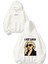 Lady Gaga Tasarım Baskılı Oversize Beyaz Kapüşonlu Sweatshirt 1