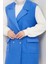 Kapak Cepli Düğmeli Yelek 1649 - Mavi 4