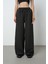 Kadın Simli Bol Paça Beli Lastikli Düz Renk Pantolon 1