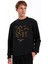 Bisiklet Yaka Baskılı Siyah Erkek Sweatshırt J5WM-SWT7286 1