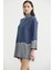 Dik Yaka Düğmeli Uzun Triko Hırka - Indigo 5