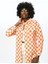 Dama Desenli Turuncu Pamuk Gabardin Gömlek Ceket 2