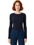 Kadın Standart Kollu Bisiklet Yaka Fitted Örme Bluz Kaliteli Şık Rahat Modern Zarif Günlük 1