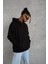 Erkek Düz Kapüşonlu Sweat - Siyah 3