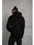 Erkek Düz Kapüşonlu Sweat - Siyah 5