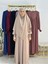Tesettür Elbise,önü V Model Büzgülü,sufle Esarpla Takım.hijap ,khimar.hac Umre Için Uygundur Bej 2