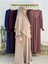 Tesettür Elbise,önü V Model Büzgülü,sufle Esarpla Takım.hijap ,khimar.hac Umre Için Uygundur Bej 3