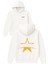Altın Yıldız Tasarım Baskılı Oversize Beyaz Kapüşonlu Sweatshirt 1